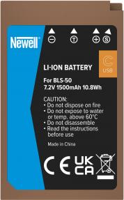 Immagine prodotto Newell Batteria sostitutiva BLS-50 USB-C per Olympus (Caricabatterie per fotocamere)