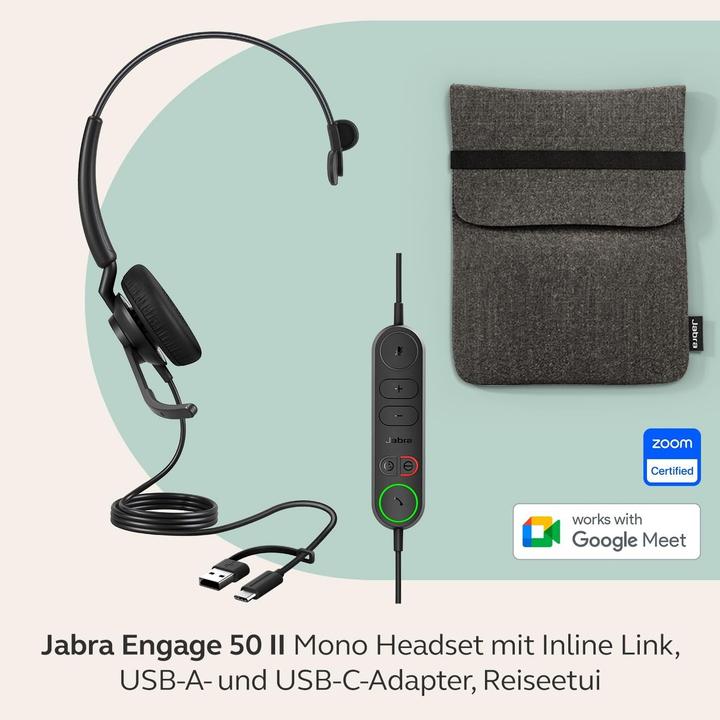 Actual product image Jabra ENGAGE 50 II (ENGAGE 50 (Cable, USB-C, Cisco, Google Meet, Microsoft teams, Unify, Zoom)