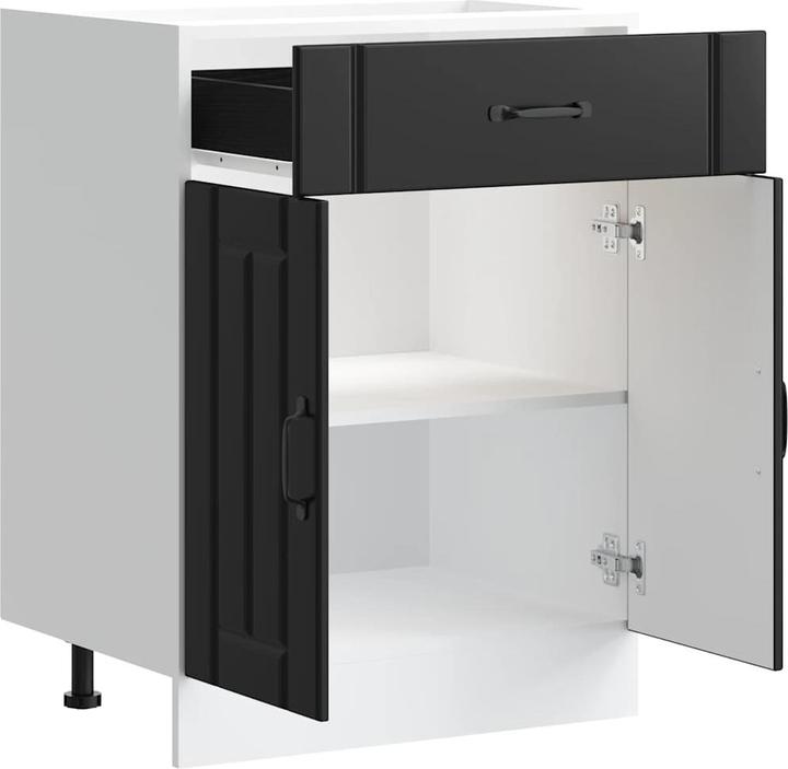 Produktbild VidaXL Küchen-Unterschrank Lucca Schwarz Holzwerkstoff Spülenunterschrank (60 x 46 x 81.5 cm)