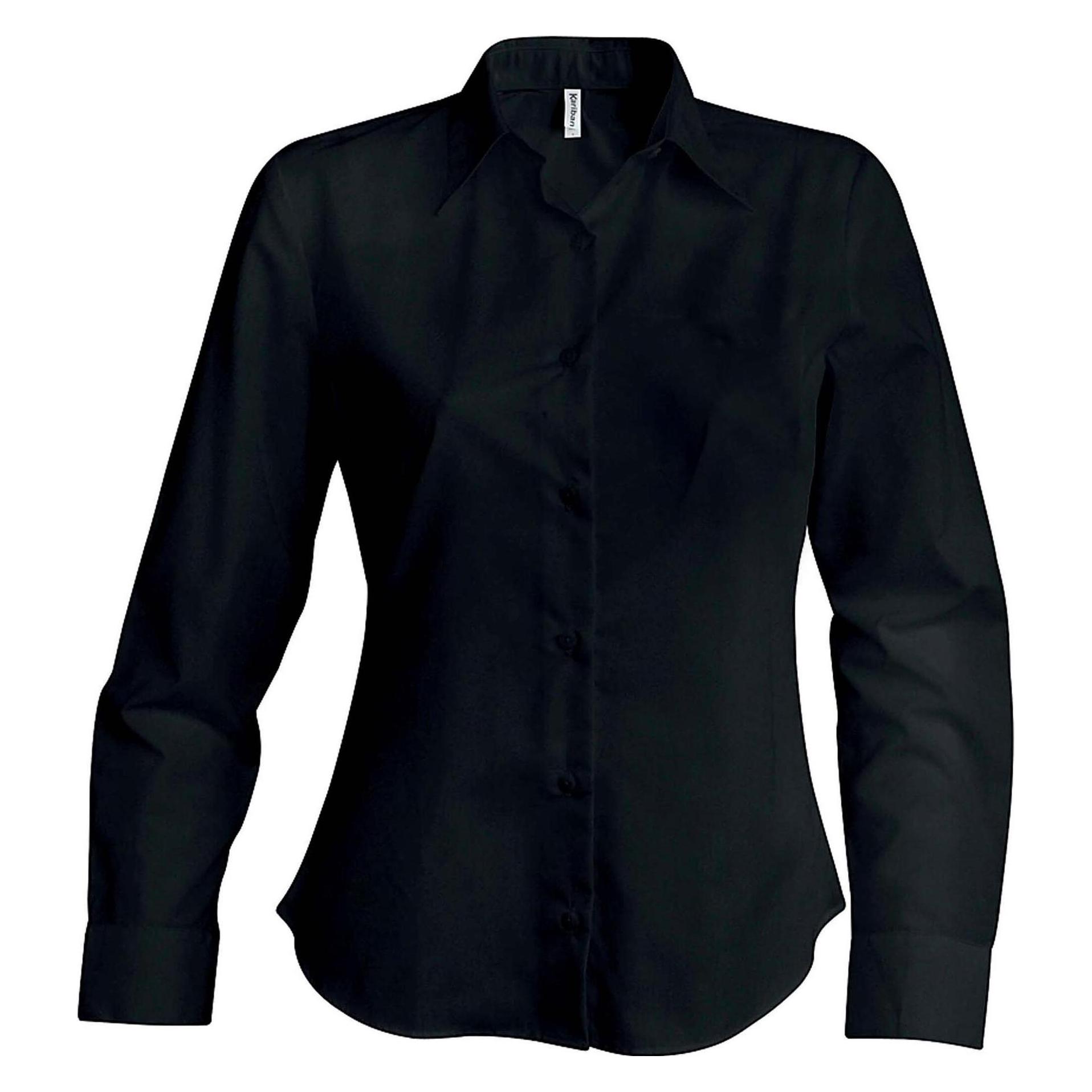 Kariban, Damen, Hemden, Damenshirt Sans Repassage, Schwarz, (Xxl)