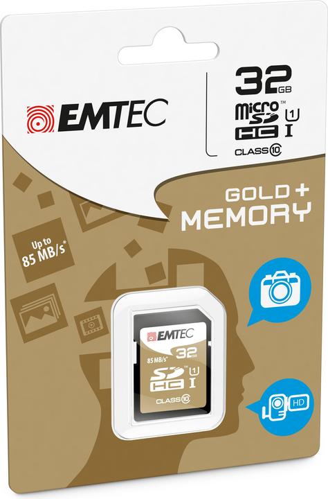 Image du produit Emtec or+. (32 Go, SDHC, U1, UHS-I)