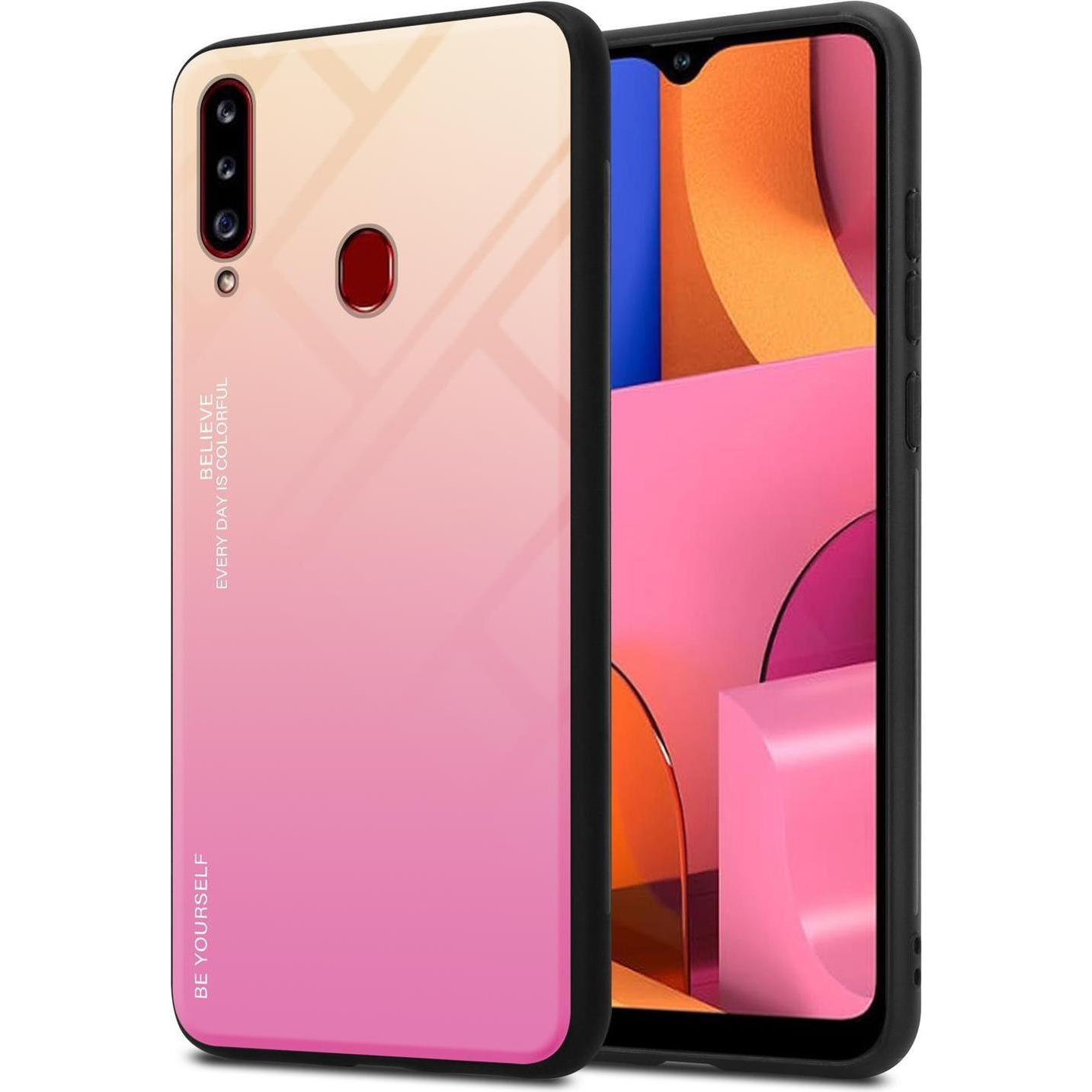 Cadorabo TPU 2 Farben Glas Cover (Samsung Galaxy A20s), Smartphone Hülle, Schwarz