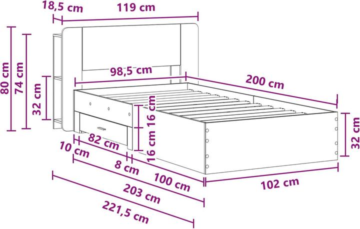 Produktbild vidaXL Bettrahmen (100 x 200 cm)
