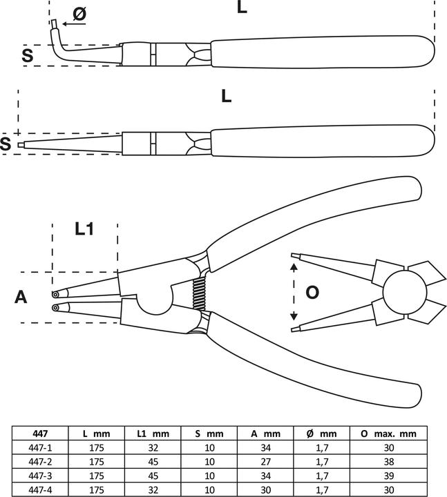 Image du produit BGS Jeu de pinces à circlips (175 mm)