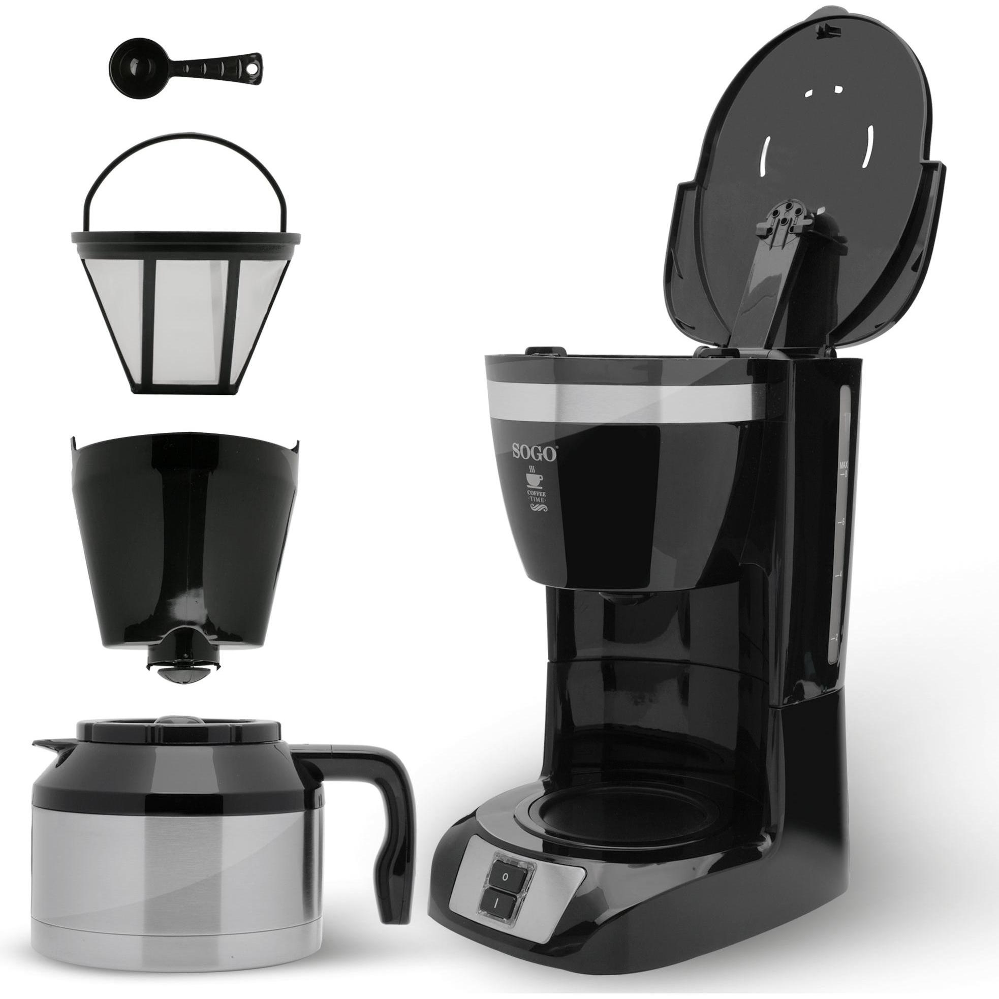 Thumbnail - Sogo DRIP COFFEE MAKER THERMOS JAR - 10 CUPS - 1L - 800W, Filterkaffeemaschine, Schwarz