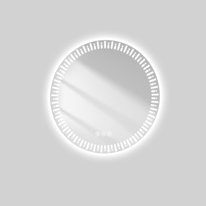 Produktbild Emke Badspiegel mit Beleuchtung Φ50cm,Beschlagfrei, 3 Farbtemperaturen(3000K-6500K) und dimmbaren