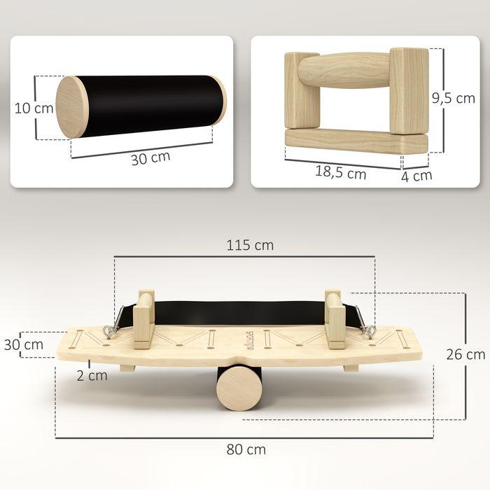 Image du produit Swisshandel24 Push Up Bars Set, Liegestützgriffe mit Trainingsboard & Widerstandsbändern, Holz