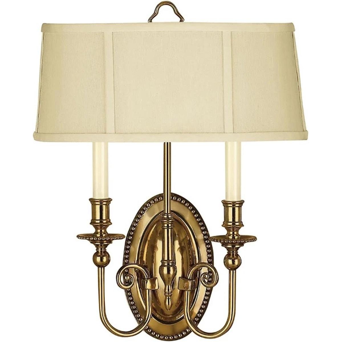 Elstead Lighting Bronzo Applique + Plafoniera, Cambridge Applique E14 Doppia 45Cm In Ottone Brunito (E14)