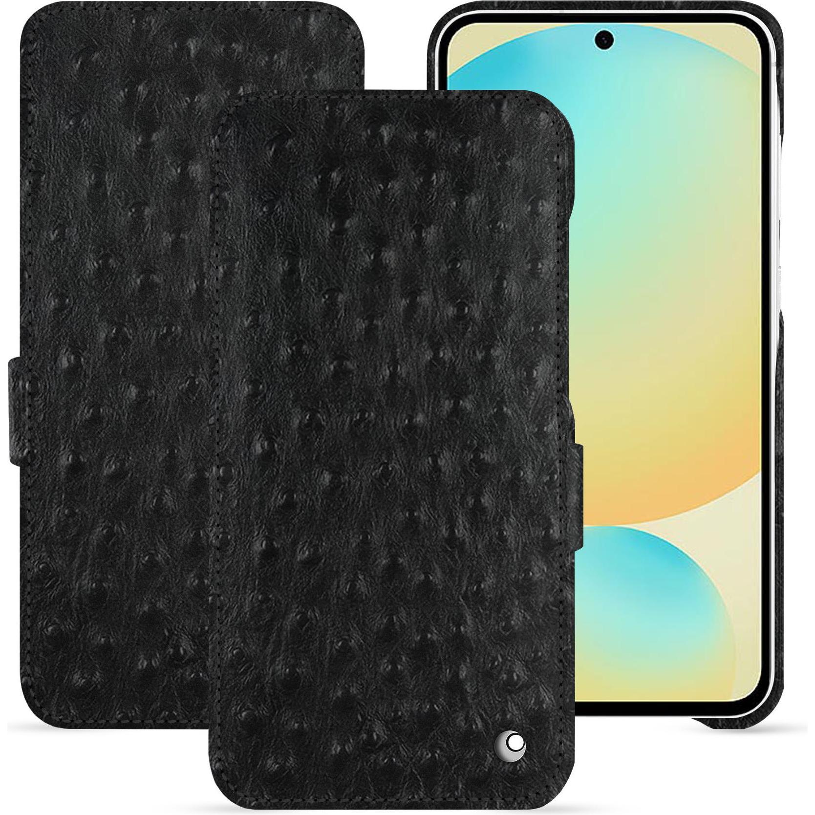 Noreve Lederschutzhülle horizontal (Samsung Galaxy S24 FE), Smartphone Hülle, Schwarz