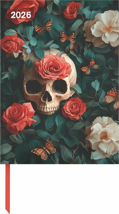 Skull 2026 - Diary - Buchkalender - Taschenkalender - 16x22 (16 x 22 cm, Deutsch, Spanisch, Französisch, Niederländisch, Italienisch, Englisch)