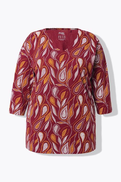 Produktbild Ulla Popken Pyjamashirt, Paisley, V-Ausschnitt, 3/4-Arm (60)