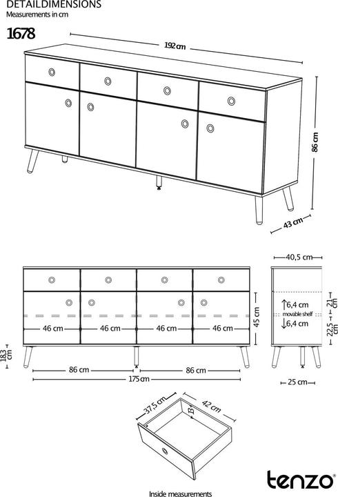 Produktbild tenzo Dot (192 x 43 x 86 cm)