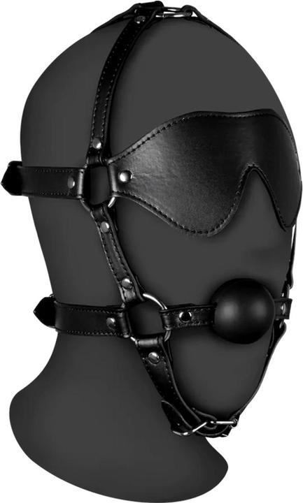 Actual product image Ouch! Blindfolded Head Harness with Solid Ball Gag