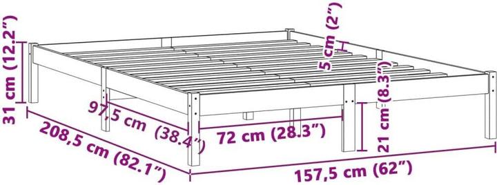 Image du produit VidaXL Bett ohne Matratze Kiefer (193 x 203 cm)