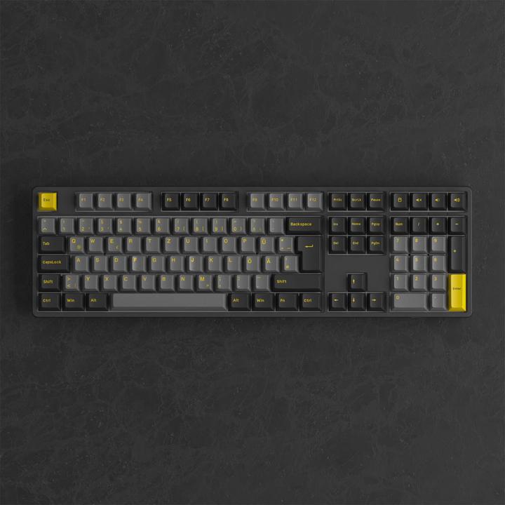 Actual product image Akko Black & Gold 5108B Plus Wireless Gaming Keyboard, RGB, - V3 Cream Yellow Pro Switch, black, I (DE, Cable, Wireless)