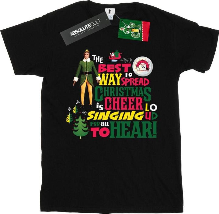 Actual product image Elf Womens/Ladies Christmas Cheer Cotton Boyfriend T-Shirt (S)