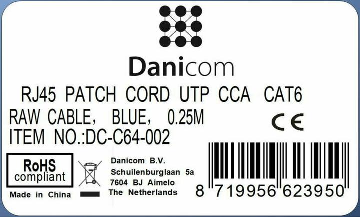 Produktbild Dsit CAT 6 Netzwerkkabel U/UTP (CAT6, 0.25 m)