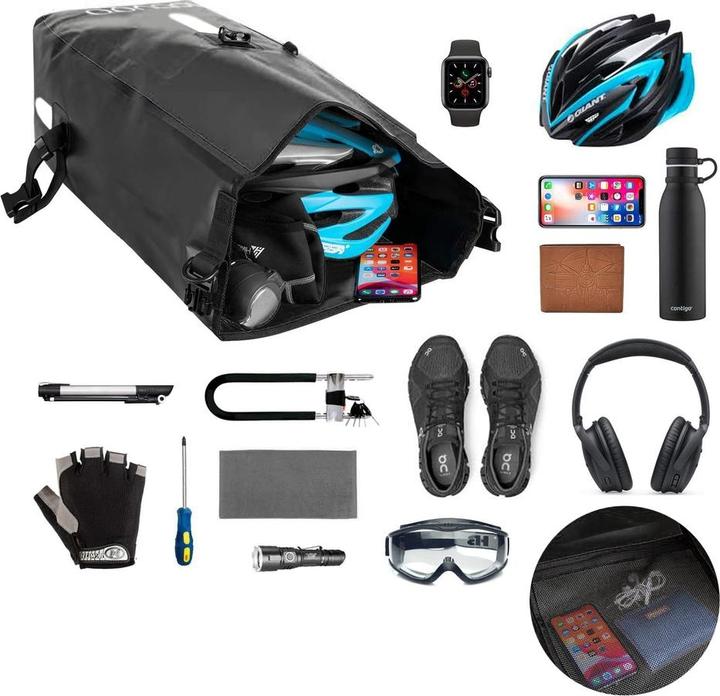 Immagine prodotto Mobygo Borsa impermeabile per bicicletta CB25L, nero (27 l, Borsa portapacchi)