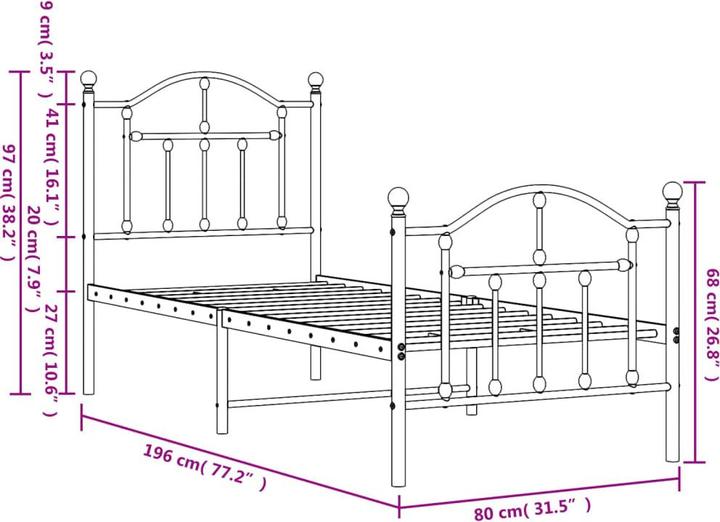 Produktbild vidaXL Bettgestell (75 x 190 cm)