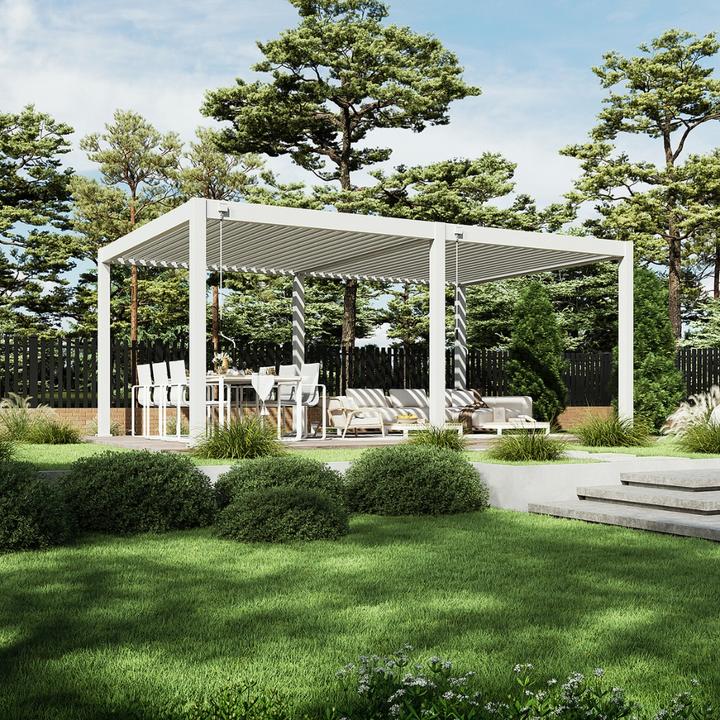 Produktbild Weide Pergola Deluxe Plus 4x6m mit Lamellendach Weiss (400 cm, 600 cm)