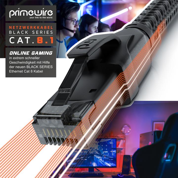 Produktbild Primewire Netzwerkkabel CAT.8, RJ-45, Ethernet, Patchkabel CAT 8, Gigabit Ethernet 40 Gbit/s S/FTP LAN Kabel (S/FTP, CAT8.1, 3 m)