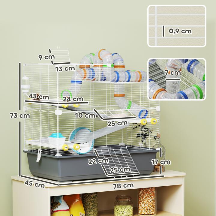 Actual product image PawHut Hamsterkäfig Metall, Kunststoff Grau