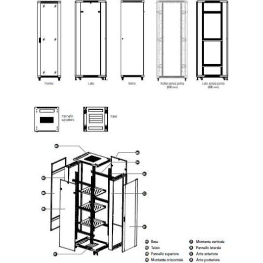 Thumbnail - Wp ARMARIO RACK 19" 22U SERIE RNA 600X600 MM DESMONTADO, NEGRO, Router, Schwarz