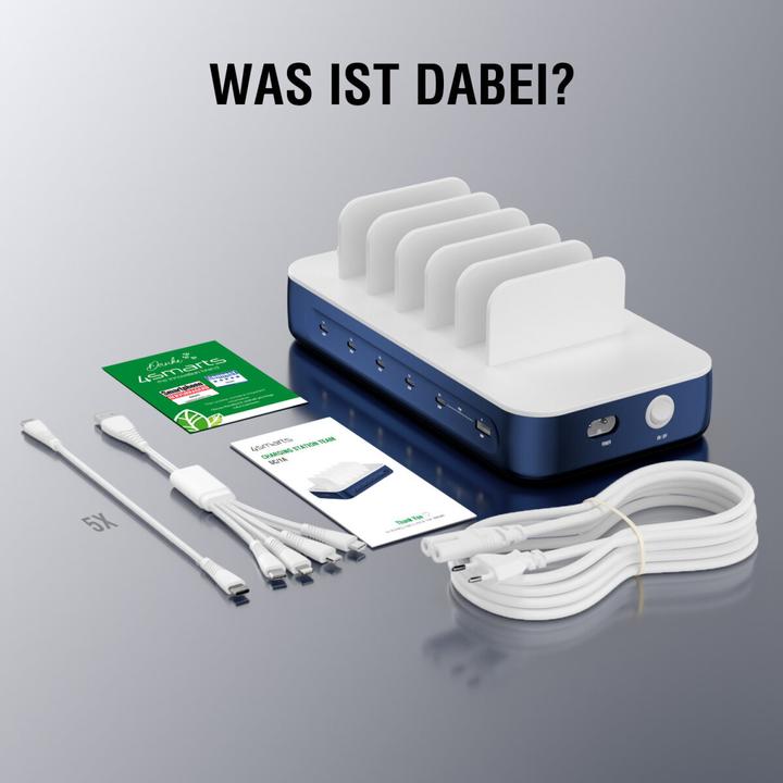 Image du produit 4smarts Ladestation Team 100W 5C/1A inkl. 6 Kabel (100 W)