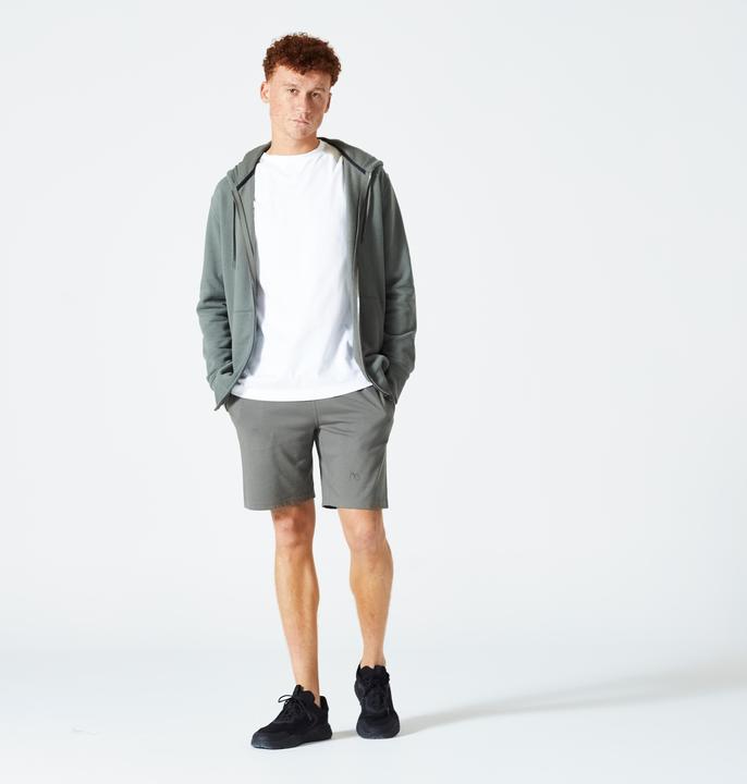Image du produit Domyos Sweat zippé à capuche de fitness en molleton homme, vert kaki (XL)