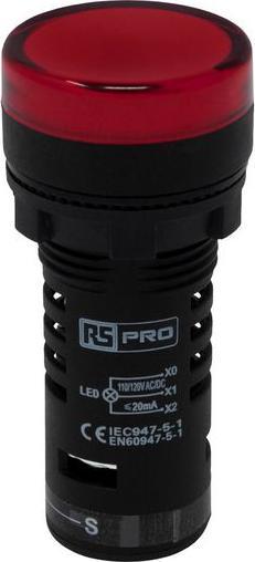 Actual product image RS PRO LED Indicator 22mm Red 110V Test Circuit