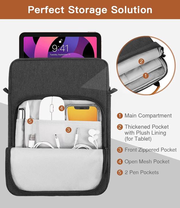 Image du produit Only-Bags.Store Tablet Shoulder Sleeve Bag for iPad, Galaxy Tab, Laptop Bag Handbag Birefcase, 11 inch (11")