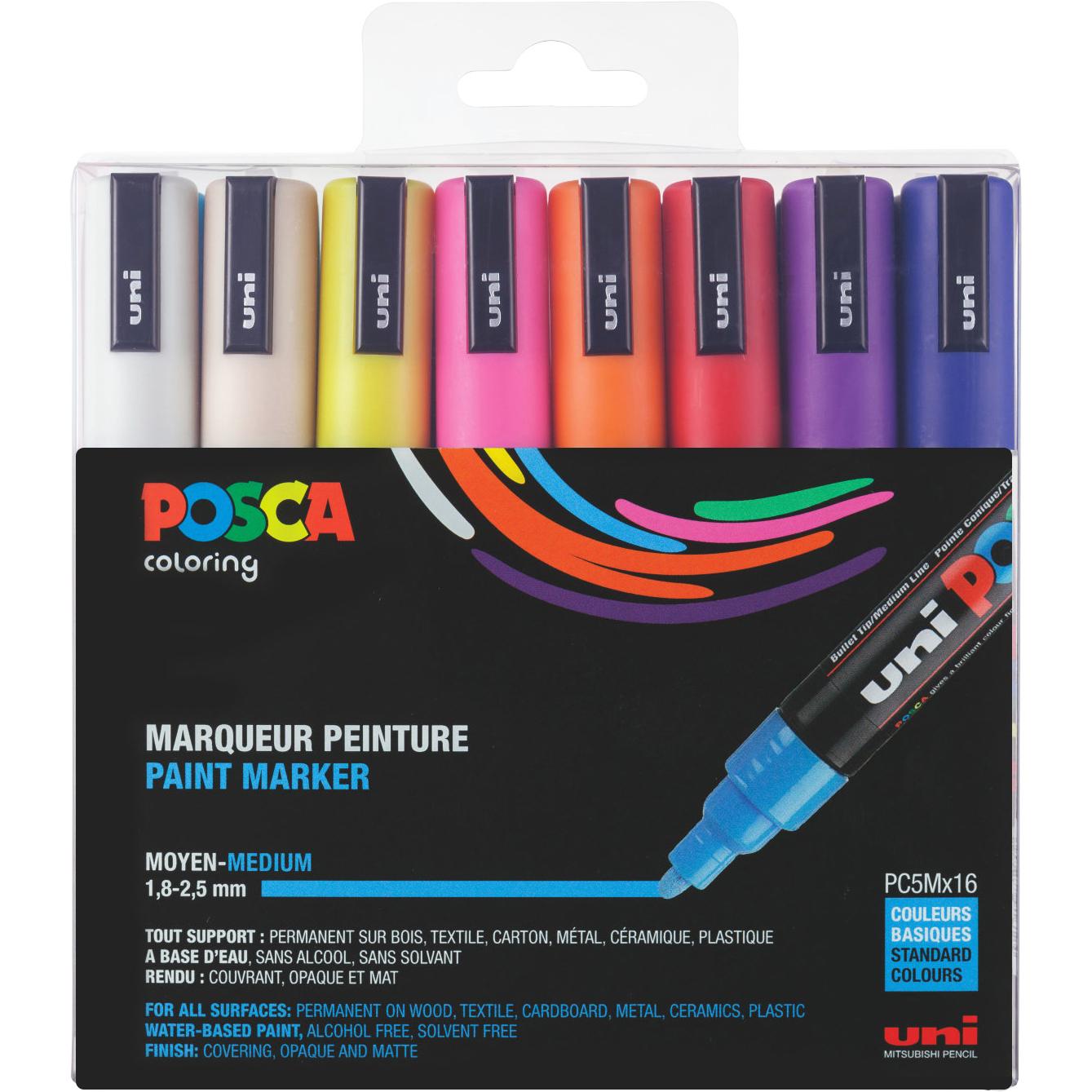 Posca, Marker, Marker PC-5M, 16er Set (pc-5m 1,8-2,5mm sortiert, 2.50 mm, 16 x)