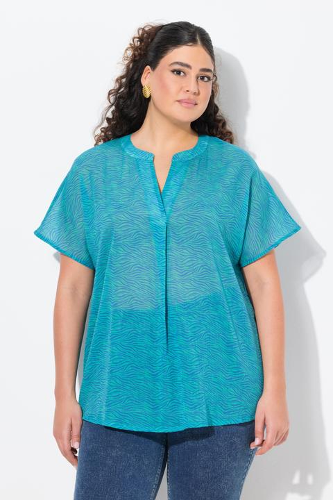 Produktbild Ulla Popken Bluse, Zebramuster, A-Linie, V-Ausschnitt, Halbarm (62)