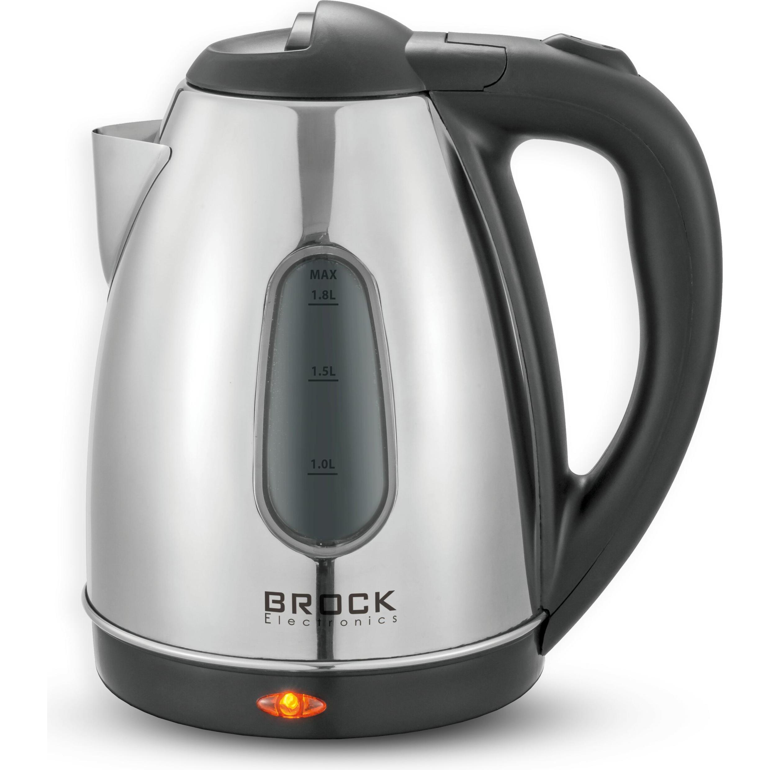 Brock Electronics WK 0601 SS electric kettle Silver, Wasserkocher, Silber