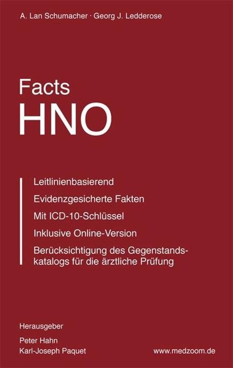 Produktbild Facts HNO (Deutsch, A. Lan Schumacher, Georg J. Ledderose, Karl-Joseph Paquet, Peter Hahn, 2010)
