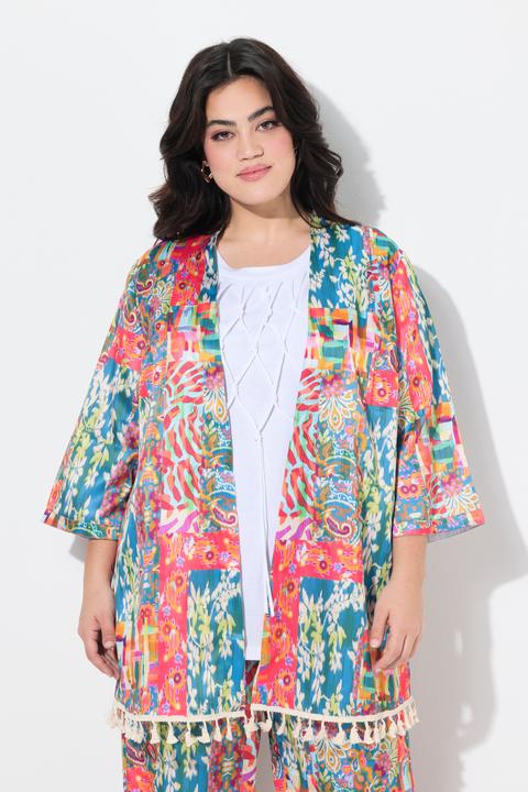 Image du produit Angel of Style Kimono, Satin mit Alloverdruck, Quasten-Zierbans (46)