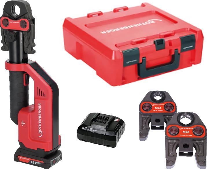 Produktbild Rothenberger Pressmaschine ROMAX COMPACT III Set M15-22-28 | 18Volt, 1x 2,0 Ah Akku, EU, CAS