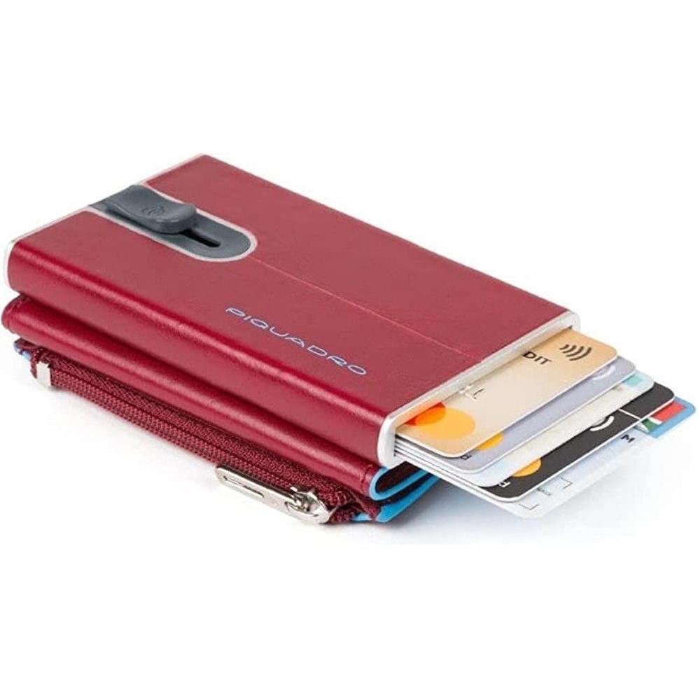 Piquadro Uomo Blu Uomini, Portafoglio, E Square, Leather Card Holder, Square Sliding System With Zipp,