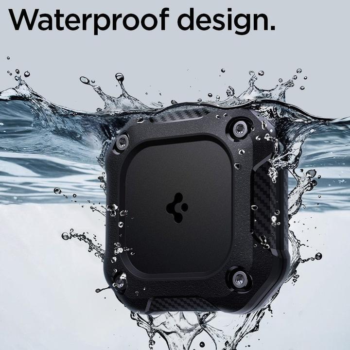 Actual product image Spigen - Tough Armor Holder - Apple AirTag 1 / 2, Waterproof IPX8, 3M Adhesive - Black