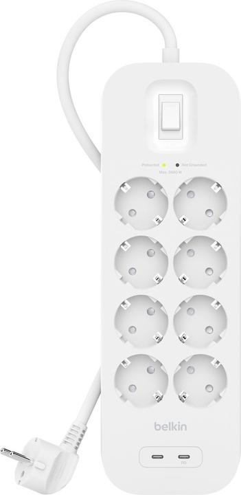 Produktbild Belkin Surge Protection with USB C 8 Outlet Dual USB C 30w PD (8x, CEE 7/5, 2 m)