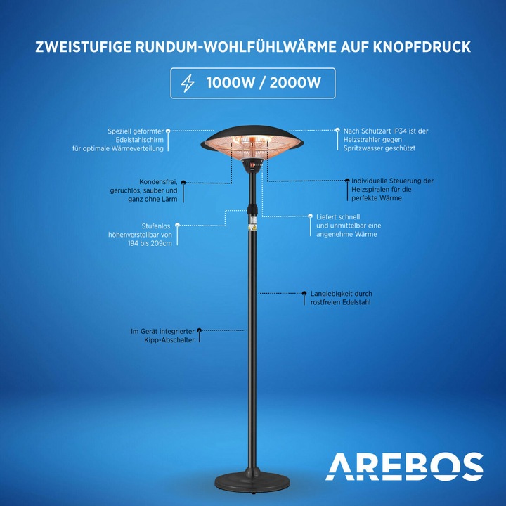 Actual product image Arebos Radiant heater (2000 W)