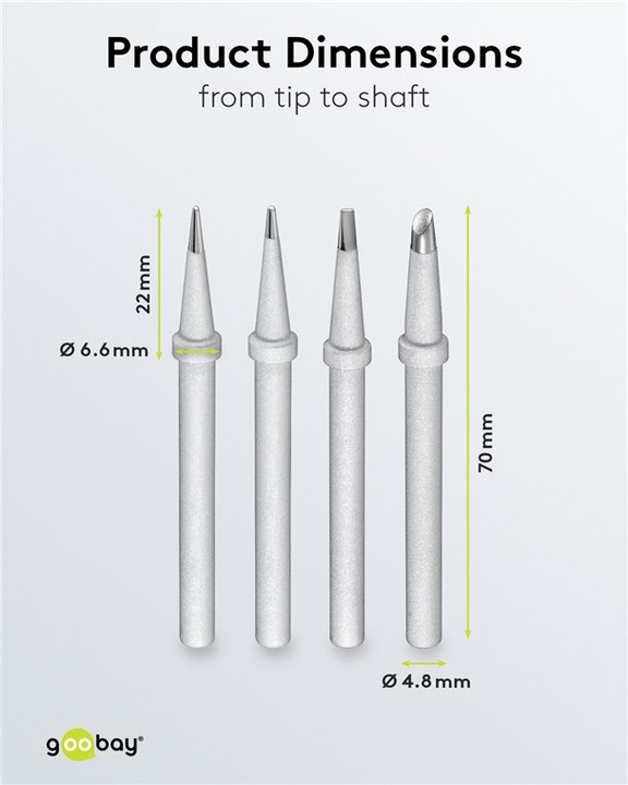 Actual product image Goobay Spare soldering tip set for soldering station AP 2, 4 different types (Soldering tip)
