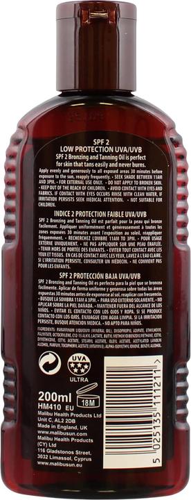 Actual product image Malibu Bronzing Tanning Oil (Suntan oil, Up to SPF 10, 200 ml)