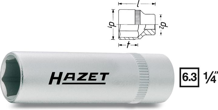 Actual product image HAZET Socket ∙ hexagon 850LG-10 ∙ Square, hollow 6.3 mm (1/4 inch) ∙ Outside hexagon traction profi… (10 mm)
