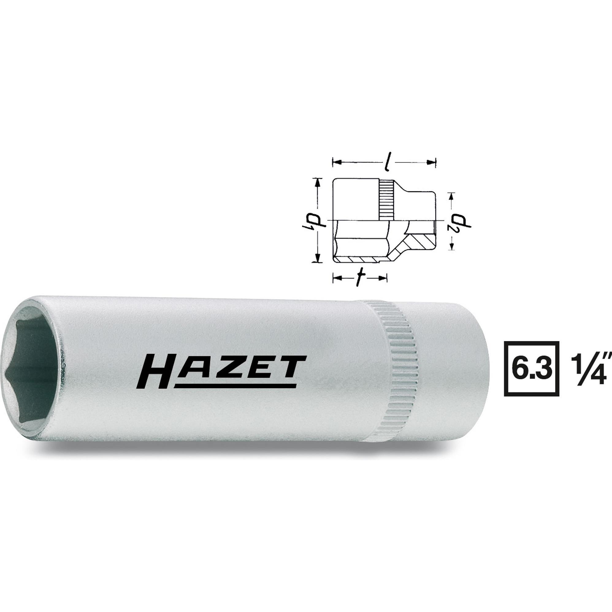 HAZET, Steckschlüssel + Stecknuss, Steckschlüsseleinsatz ∙ Sechskant 850LG-6 ∙ Vierkant6,3 mm (1/4 Zoll) ∙ Aussen Sechsk...
