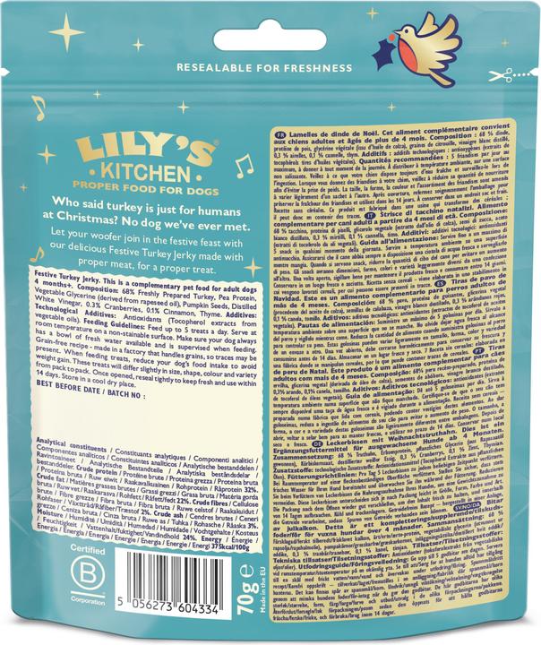 Nutritional values and ingredients Lily's Kitchen Dog Christmas Festive Turkey 70g (Adult, 1 pcs., 70 g)