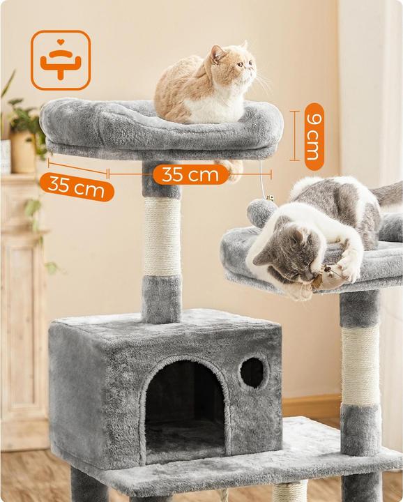 Actual product image Feandrea Cat tree with hammock (143 cm, Beige, Grey, Light grey)