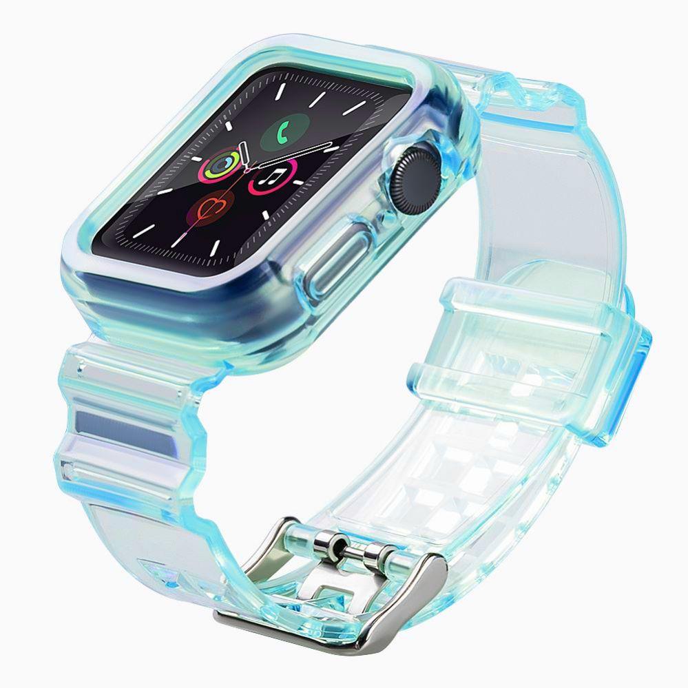 Hurtel Strap Light Set replacement band strap case for Watch 3 42mm / Watch 2 42mm blue (TPU, 3, 4), Uhrenarmband, Blau