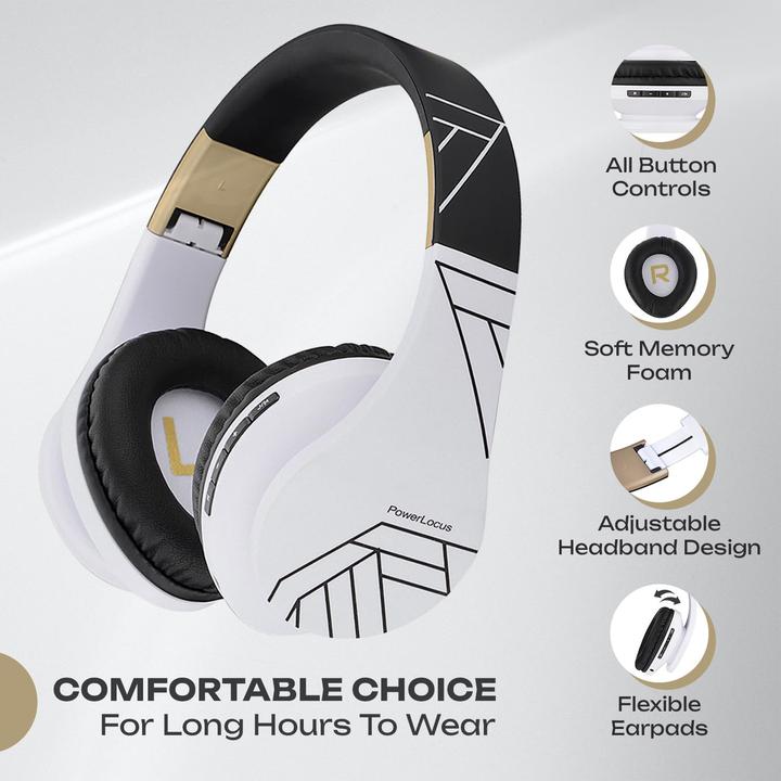 Produktbild PowerLocus Wireless Headphones P2 (black-white) (ANC, 20 h, Kabellos, Kabelgebunden)