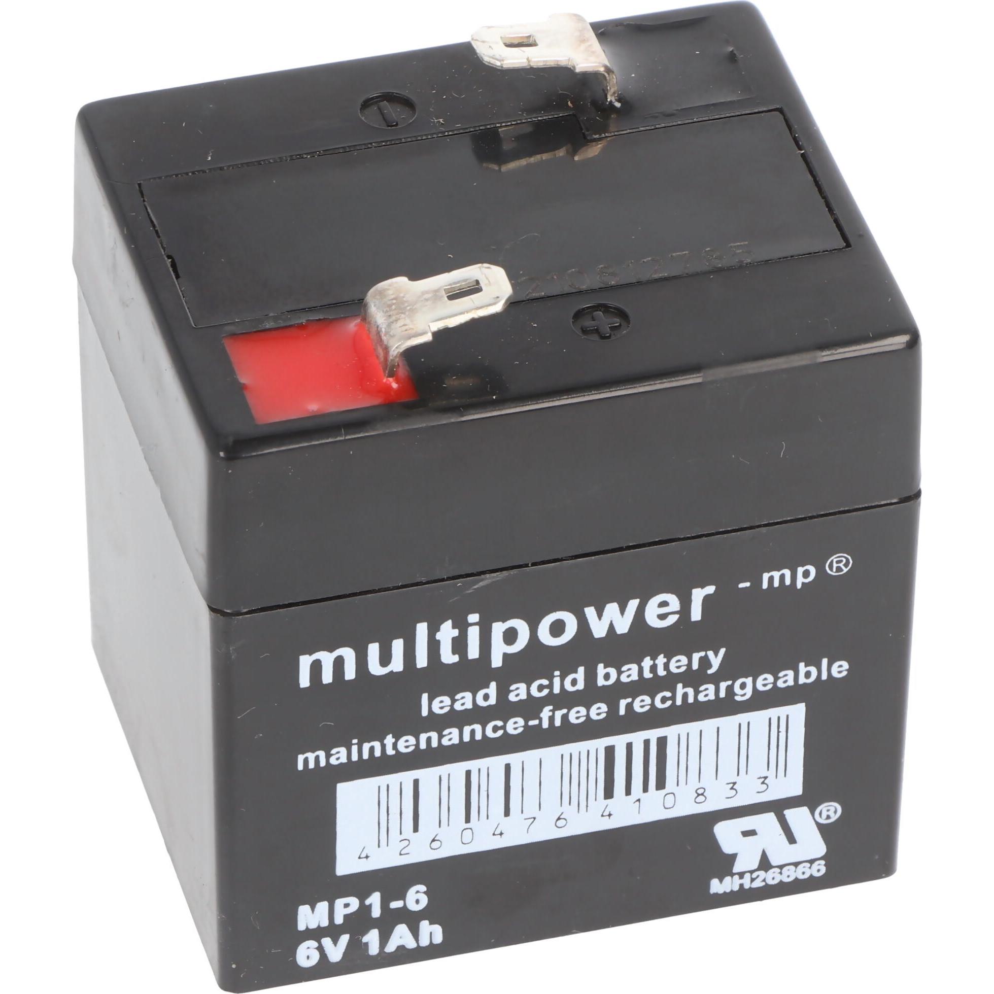 Multipower, Batterieladegerät, MP1-6 Akku PB Blei, 6 Volt 1000mAh, Anschluss 4,8m (6V)